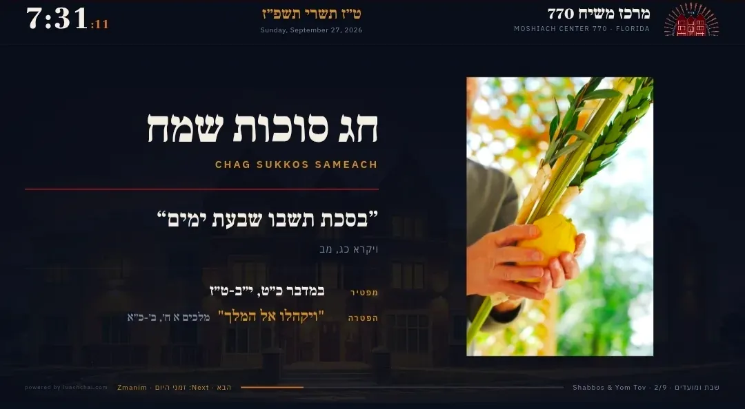 Sukkos: Chag Sukkos Sameach, with the pasuk and the leyning.